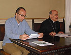 Giovanni Bomprezzi e il vescovo mons. Giuseppe Orlandoni