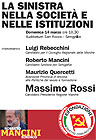 Volantino dell’incontro con Rossi e Mancini a Senigallia