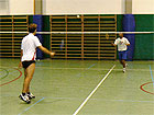 Gara di badminton a Fidenza tra Alfredo Franceschini (sx) e Singh Yogender (dx)